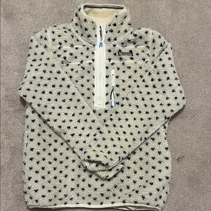 Vineyard Vines White and Black Fleece Pullover